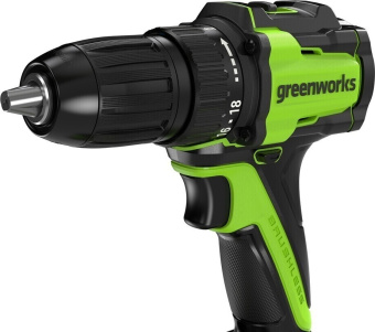 Дрель-шуруповерт аккум. Greenworks DD345 (24V, б/щет, 27/45 Нм,13мм,1х2Ач,ЗУ,кор) 3708307CUA