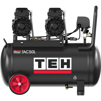 Компрессор TEH TAC50L (420л\мин., 8Атм, безмал., ресивер 50л, медная обмотка, 2 двиг. по 1,5кВт)