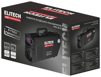 Аппарат плазменной резки ELITECH HD WM 40 PLASMA (220В,1фаза, 4.9кВт,20-40А,20мм,6.3кг) 204478