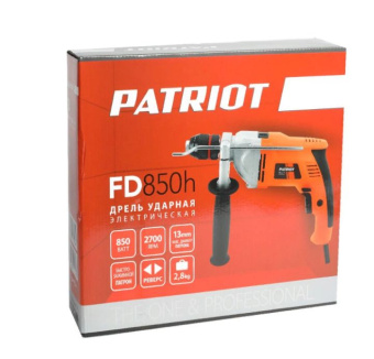 Дрель PATRIOT FD 850H с ударом (850Вт, макс. диам. сверла 13мм, глубинометр+доп.ручка) 