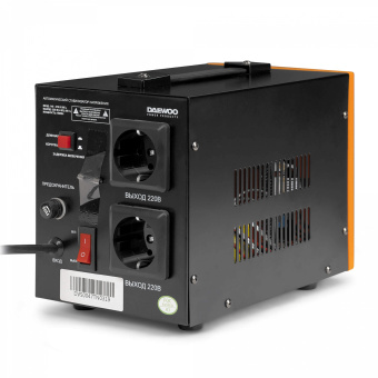 Стабилизатор напряжения DAEWOO DW-TZM1kVA (1000Вт, 140-270В, КПД 95%, Защита от КЗ и помех, 2х220В)