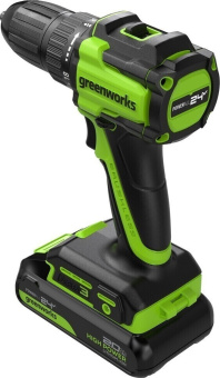 Дрель-шуруповерт аккум. Greenworks DD345 (24V, б/щет, 27/45 Нм,13мм,1х2Ач,ЗУ,кор) 3708307CUA