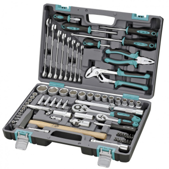 Набор инструмента STELS 1/2" 1/4"  CrV пласт.кейс 76 пред.