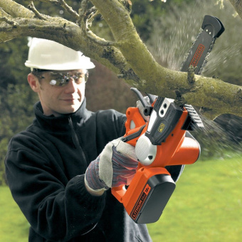 Пила цепная аккум.Black+Decker GKC1820L20-QW (18В,акк2.0 Ач Li-Ion, 20 см, цепь 3/8", 34зв., 1,1мм) 