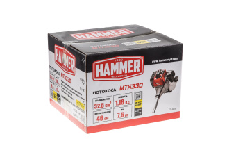 Бензокоса HAMMER MTK330 (1,16л/с, 0,85кВт, 33см3, нож/леска 255/460мм ремень)