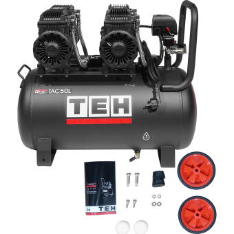 Компрессор TEH TAC50L (420л\мин., 8Атм, безмал., ресивер 50л, медная обмотка, 2 двиг. по 1,5кВт)