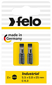 Бита Felo Плоская шлицевая 5,5X1X25, серия Industrial, 2шт в блистере 02052036