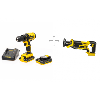 Набор STANLEY шуруповерт SCD20S2K + сабельная пила STSC1820-RU     
