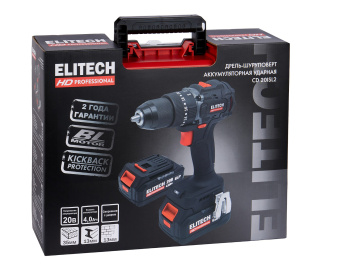 Шуруповерт аккум. Elitech HD CD 20ISL2 (удар.20В,2х4.0Ач,ELP,БЗП-13мм,0-550\2100об\м,65Нм,1,2кг,чем)