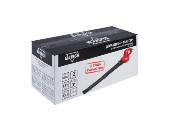 Воздуходувка электр.Elitech ДМ СВ 350Э (350Вт,9000-13000об\м,187м3\ч,54 м\с,1.1кг,кор) 205494