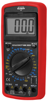 Мультиметр Elitech ММ 350H (пост.1000В\перем.750В,перем.20А,200МОм,20мкФ,200кГц,Жкдисплей,0.3кг,кор)