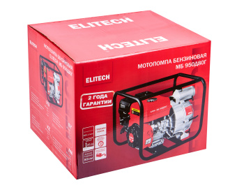 Мотопомпа Elitech МБ 950 Д80 Г (950л\мин,выс-25м,гл-7м4-такт,7л.с.,,т\бак-3.6л,патр-80мм,36кг,гр\вод