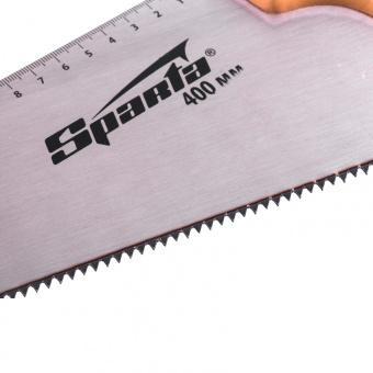 Ножовка по дереву Sparta 400мм 7-8TPI 2D-зуб каленый, линейка, двухкомп. рукоятка 235015