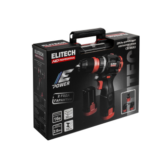 Шуруповерт аккум. Elitech HD CD 16 UL2(16В,2х2.0Ач,E-Power,БЗП-10мм,0-500/1700об/м,55Нм,0.63к)214225