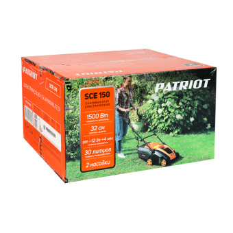 Скарификатор электрический PATRIOT SCE 150 (1500Вт, ширина 320мм, травосб. 30л, колеса 180/100) 