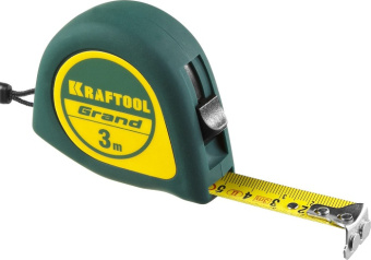 Рулетка KRAFTOOL GRAND обрез. пласт. корпус 3м*16мм 34022-03-16