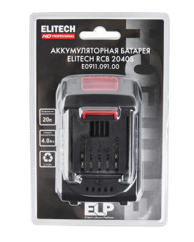 Аккумулятор Elitech RCB 2040S(ELP,20В,4.0Ач,Slider,HD Professional)(E0911.091.00) 205871