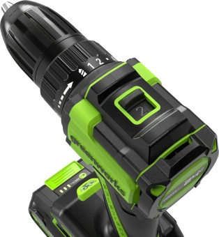 Дрель-шуруповерт аккум. Greenworks DD345 (24V, б/щет, 27/45 Нм,13мм,1х2Ач,ЗУ,кор) 3708307CUA