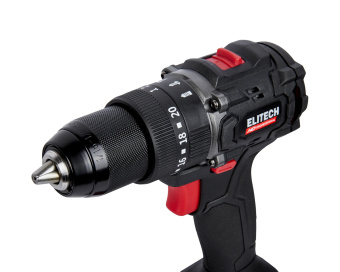Шуруповерт аккум. Elitech HD CD 20ISL2 (удар.20В,2х4.0Ач,ELP,БЗП-13мм,0-550\2100об\м,65Нм,1,2кг,чем)