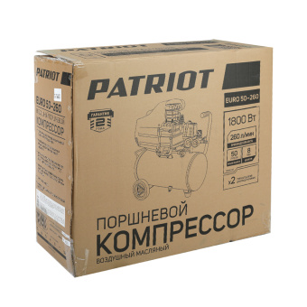 Компрессор PATRIOT EURO 50-260 (260 л/мин, 8бар, 1800 Вт, 50л, быстросъе. 1/4" + "елочка") 525306367