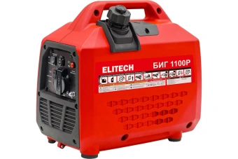 Бензогенератор Elitech БИГ 1100Р (инверт,4-т,мак1.1/ном1кВт,230В-4.3А/12В-5А,т/бак-2л,12,8кг)