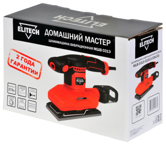 Виброшлифмашина Elitech ДМ МШВ 031Э (E2213.026.00) 300Вт,92*187мм,7000-12000об/мин,ампл-2.0мм,1.5кг