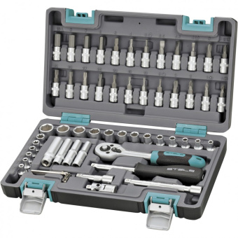 Набор инструмента STELS 1/4"  CrV пласт.кейс 57 пред.
