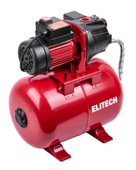 Насосная станция Elitech САВ 1200-24Ч (1200Вт,58л/м,Н=46м,Гл=8м,4.4бар,ч/вод,чугун/мет.гидроакк.24л)